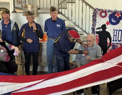 Celebration with veterans and residents at facility