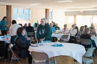 Residents and staff engaging in a community event.