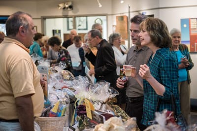 Residents and staff engaged in a community event