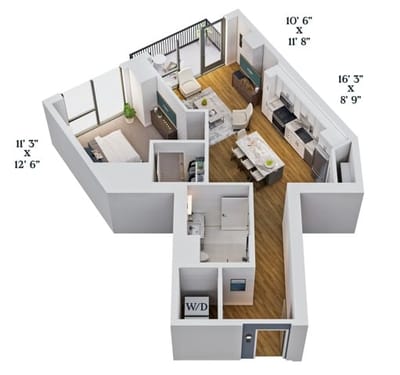 Architectural floor plan of a unit layout