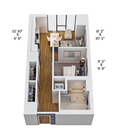 Architectural floor plan of a resident unit
