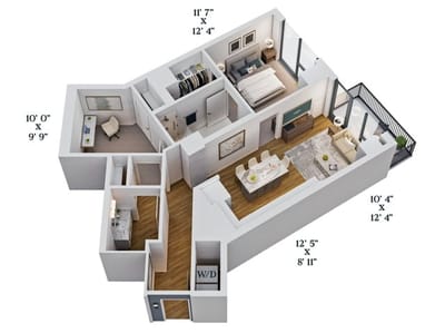 Architectural floor plan of a resident unit