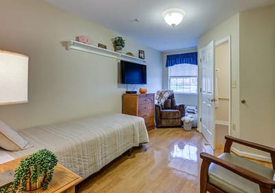 Cozy private room with simple decor and furnishings