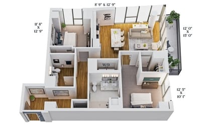 Architectural floor plan of a residential unit