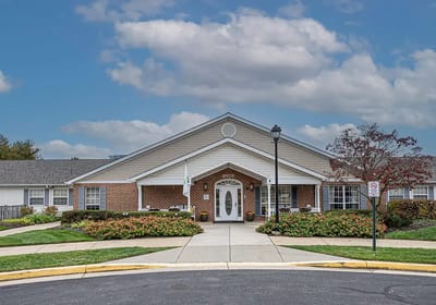 Exterior view of Arden Courts of Pikesville entrance