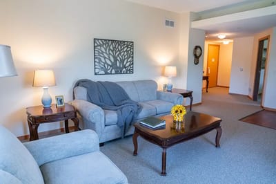 Cozy living room setting with comfortable furniture