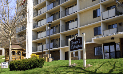 Exterior view of Booker T. Washington Plaza Apartments