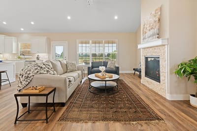 Bright and inviting living room with cozy furnishings