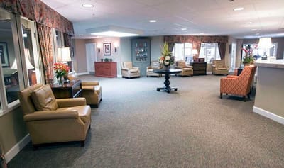 Bright, spacious common area with comfortable seating