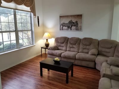 Cozy interior lounge area with seating and decor