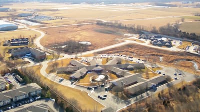 Aerial view of the Wilshire at Lakewood Rehab Center campus