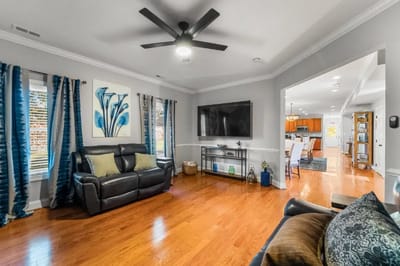 Bright interior living area with modern decor