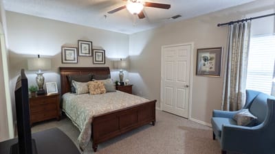 Cozy private bedroom with a warm color scheme