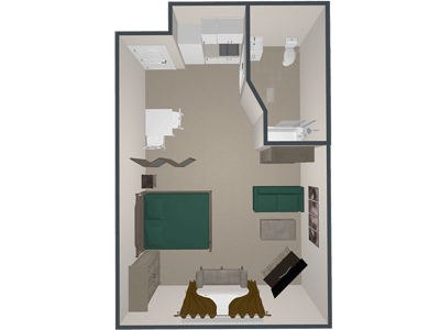 Architectural floor plan of a resident room
