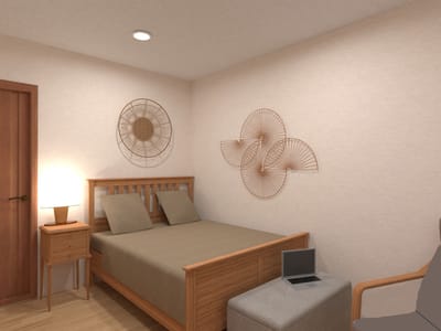 Cozy interior of a private resident room with bed and decor