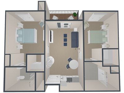 Architectural floor plan of a resident unit
