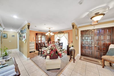 Interior view of a common area with dining set-up