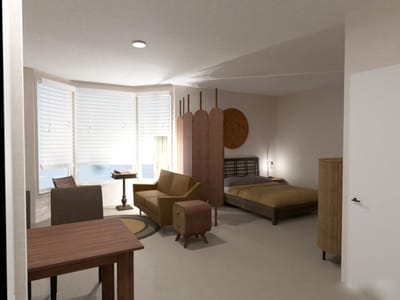 Well-furnished private resident room with natural light