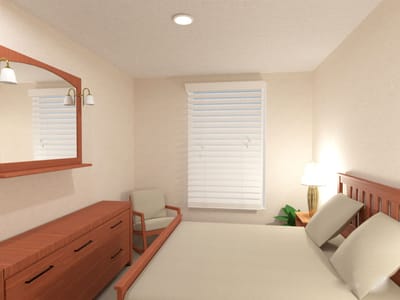 Private resident room with a bed and furniture