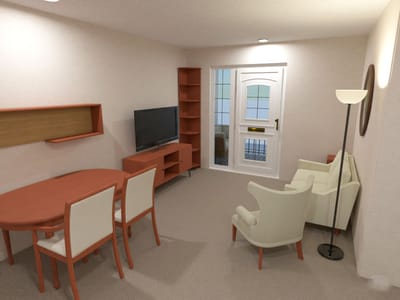 Bright interior of a living space with furniture