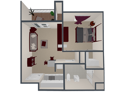 Architectural floor plan of a private resident room