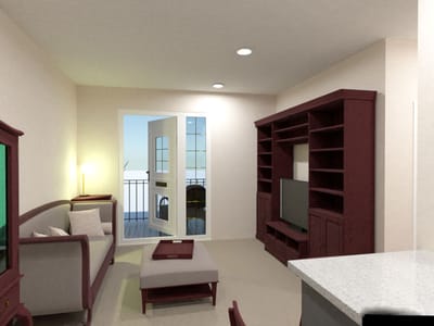 Interior view of a resident room with furniture