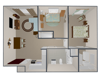 Architectural floor plan of a resident unit
