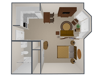 Floor plan of a resident room layout
