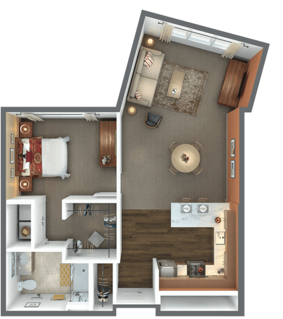 Architectural floor plan of a resident unit