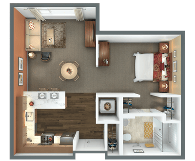 Floor plan of a private resident room