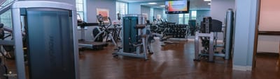 Interior view of a fitness area with equipment