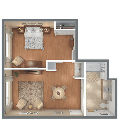 Architectural floor plan of a resident room