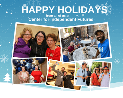Residents and staff celebrating the holidays in various activities