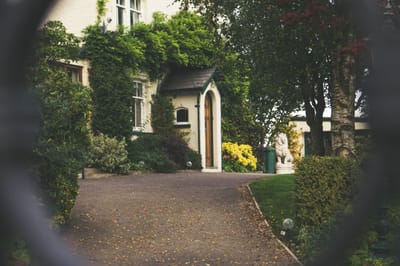 View of the well-maintained entrance and garden