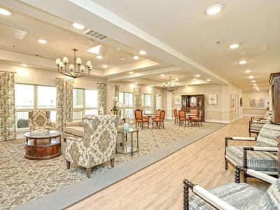 Bright and spacious common area with comfortable seating
