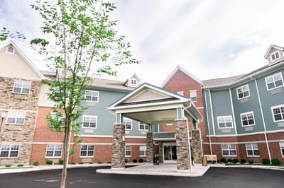 Exterior view of the Glasswater Creek building entrance