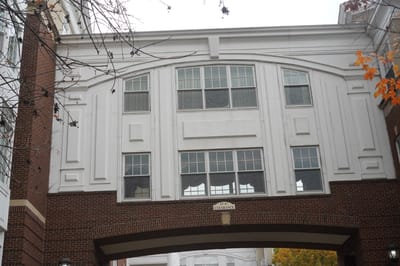 Exterior view of a building with architectural details