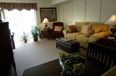 Cozy living room in a senior living facility
