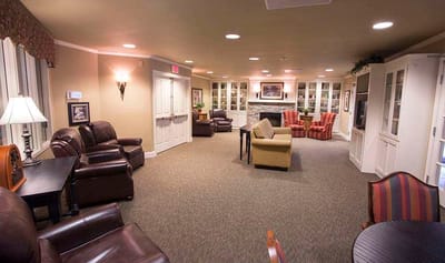 Cozy common area with comfortable seating and lighting