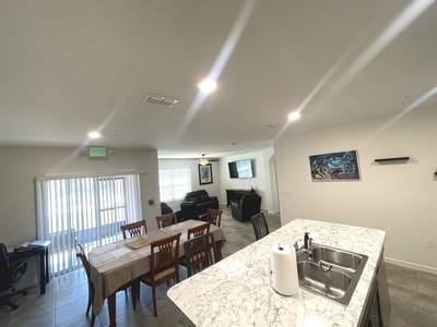 Bright common area in a senior living facility