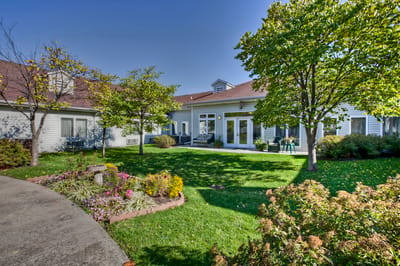 Beautiful outdoor space with gardens and walkways