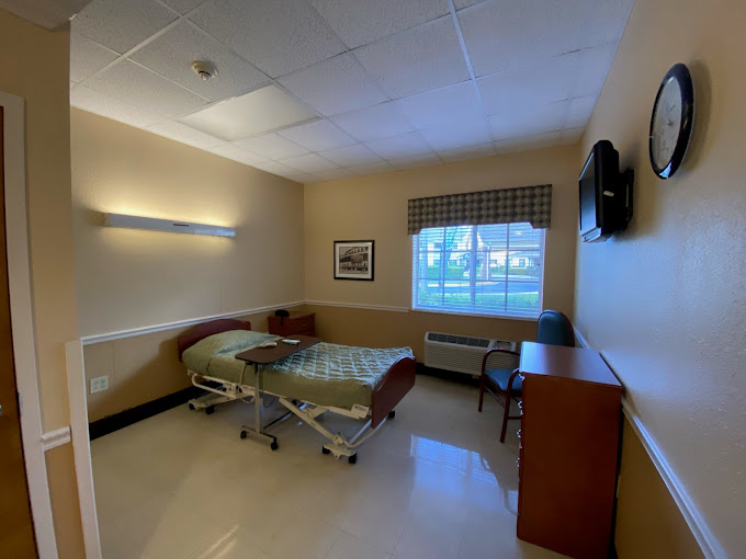 Private resident room with bed and window