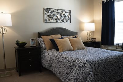 Cozy resident bedroom with decorative accents