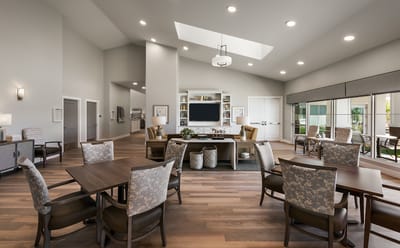 Bright and modern common area with seating