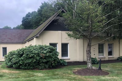 Exterior view of a building with landscaping