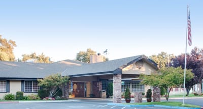 Exterior view of Creekside Center with landscaping