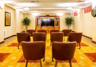 Comfortable common area with seating for residents