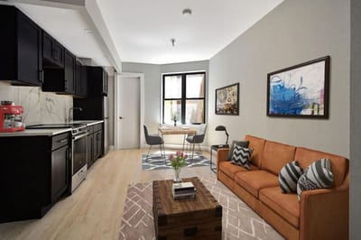 Brightly furnished interior of a living space