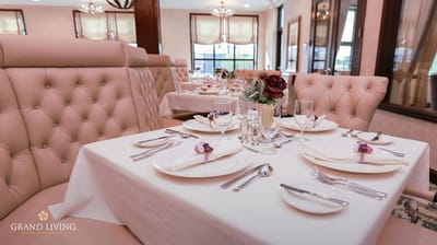 Elegant dining setup in a facility dining room