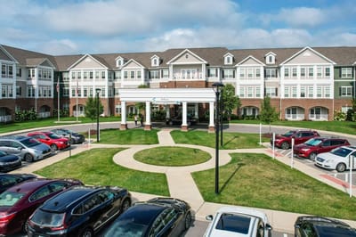 Exterior view of Harmony at Victory Station with landscaped grounds